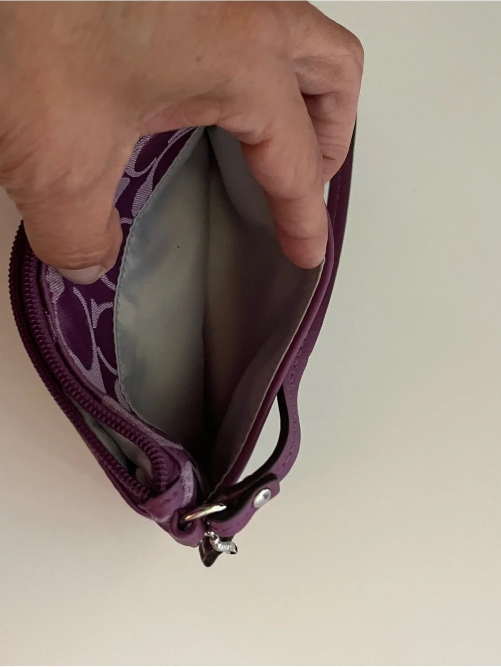 Coach Purple Signature Jacquard Wristlet